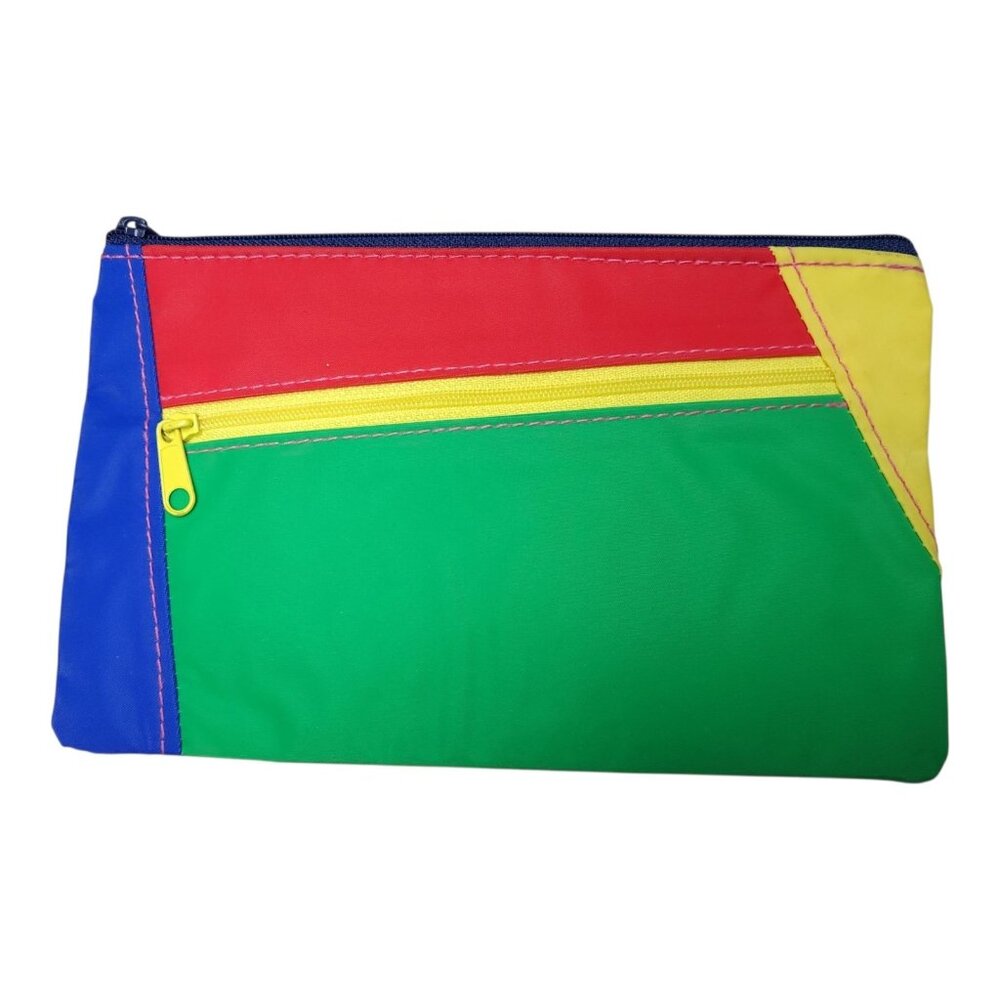 Vintage Old School Color Blocked Pencil Makeup Case Etc Kids Back To School